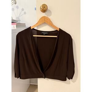 ✨ Perceptions New York Chocolate Brown Cropped Bolero Cardigan Minimalist Top
